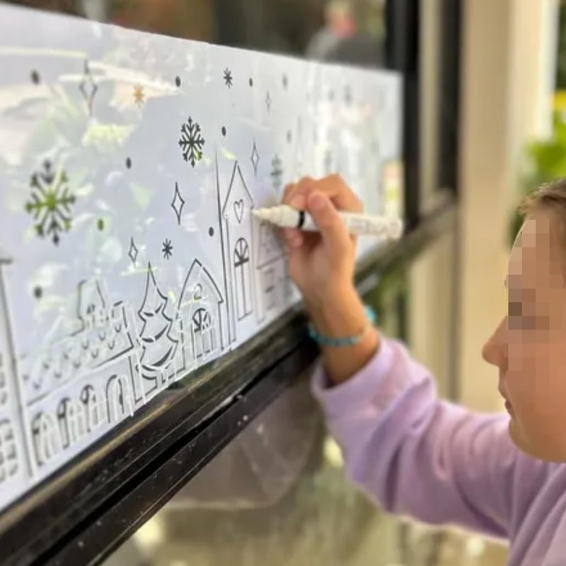 zosylley Christmas Stencils for Window Glass Large Christmas Stencils for Crafts Reusable Xmas Village House Holiday Stencil for Painting on Wood Wall Fabrics Decor - Image 5